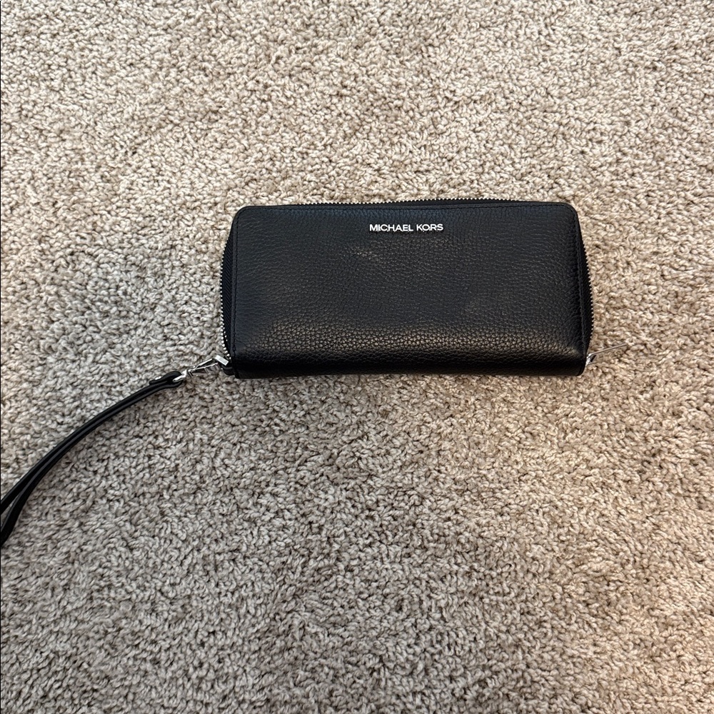 Michael Kors Black Pebbled Leather Wristlet